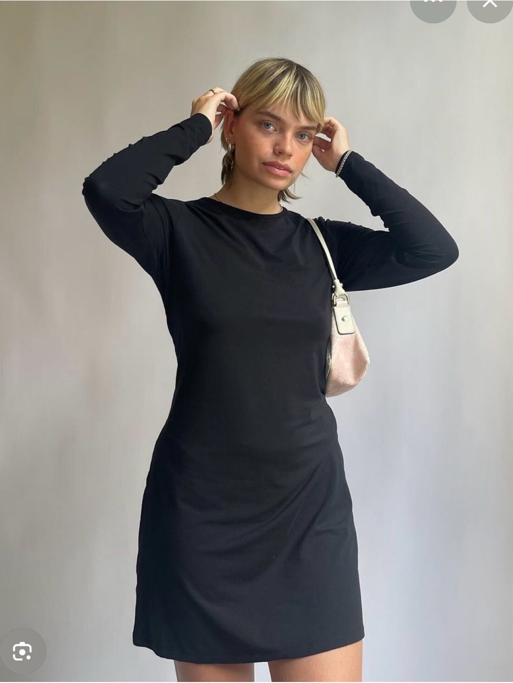 Classic Black Long-Sleeve Mini Dress